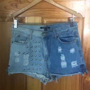 Studded jean shorts